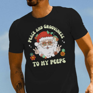 T-shirt Paix et Grooviness Hippie rétro Père Noël Noël