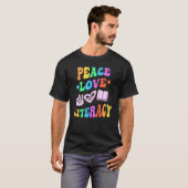 T-shirt PAIX LOVE LITTÉRACY Retro Lecture Enseignant Super (Devant entier)