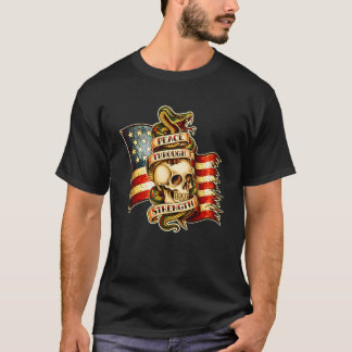 T-shirt Paix par la force crâne serpent drapeau américain
