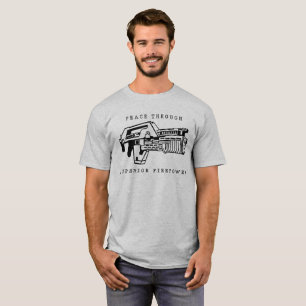 T-shirt Paix par la puissance de feu vue dans les aliens