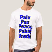 T-shirt Paix Plusieurs Langues Coeurs Bleu Noir (Devant)