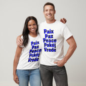 T-shirt Paix Plusieurs Langues Coeurs Bleu Noir (Unisexe)