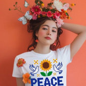 T-shirt Paix pour l'Ukraine Pixel Folk Art