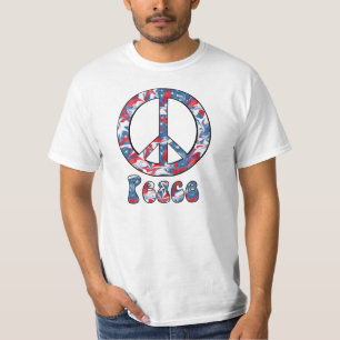 T-shirt Paix rouge, blanche et bleue