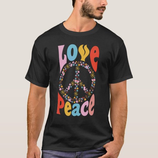 T-shirt Paix Tie Teinture Doigt Liberté Hippie Fleur Ch (Devant)