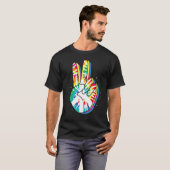T-shirt Paix Tie Teinture Doigt Liberté Hippie Fleur Ch (Devant entier)
