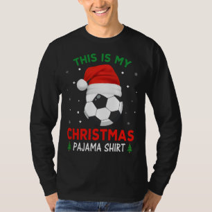 T-shirt Pajama de Noël de football Santa Hat