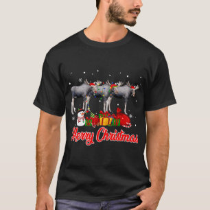 T-shirt Pajama de Noël d'orignal Funny Feux de Noël Animau