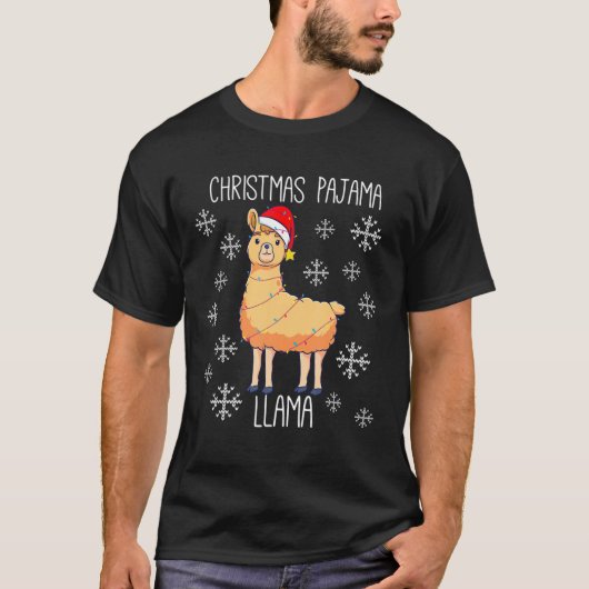 T-shirt Pajama de Noël Llama, Mignonne Famille (Devant)