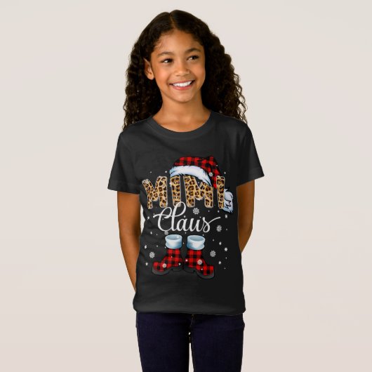 T-Shirt Pajama de Noël Mimi Claus Leopard Buffalo (Devant entier)