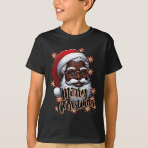 T-shirt Pajama noir X-ma de Noël de Père Noël d'Amérique a