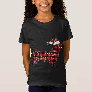 T-Shirt Pajamas de dachshund Noël Rouge Plaid Buffalo