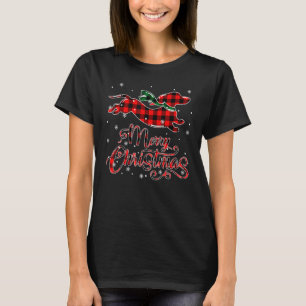 T-shirt Pajamas de dachshund Noël Rouge Plaid Buffalo