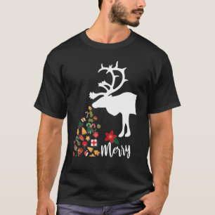 T-shirt Pajamas De Noël De Reindeer Pour Un Match De Fami