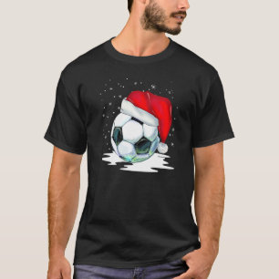 T-shirt Pajamas de Noël de soccer Santa Hat Xmas Famille M