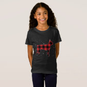 T-Shirt Pajamas de Noël Red Plaid Buffalo Boston Terrier (Devant entier)