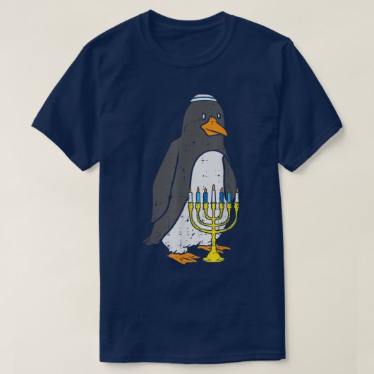 T-shirt Pajamas Hanoukka Animal Penguin Menorah Cha (Design devant)