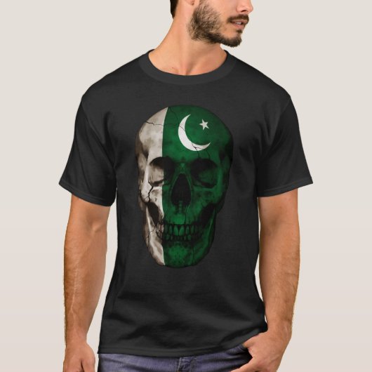 T-shirt Pakistan Drapeau crâne Racines pakistanaises Fière (Devant)