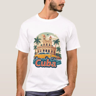 T-shirt Palais Cubain au Bord de la Mer au Coucher du Sole