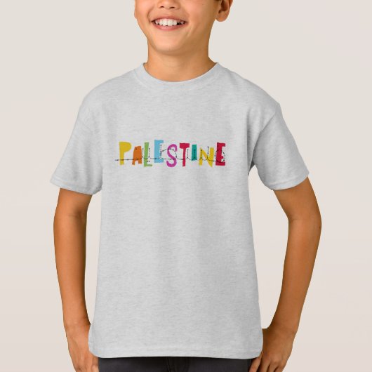 T-shirt PALESTINE Arabe Nom Enfants colorés (Devant)