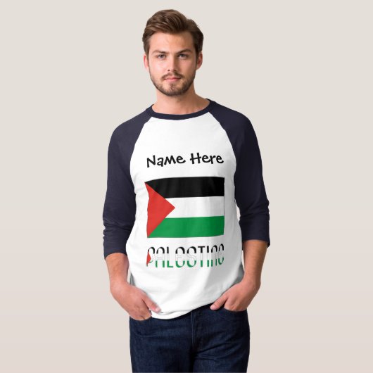 T-shirt Palestine Drapeau noir Personnalisation (Devant entier)