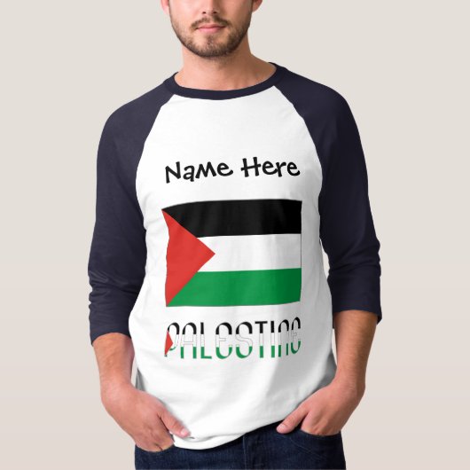 T-shirt Palestine Drapeau noir Personnalisation (Devant)