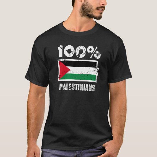 T-shirt Palestine Flag Support 100 Palestinians Battery Po (Devant)