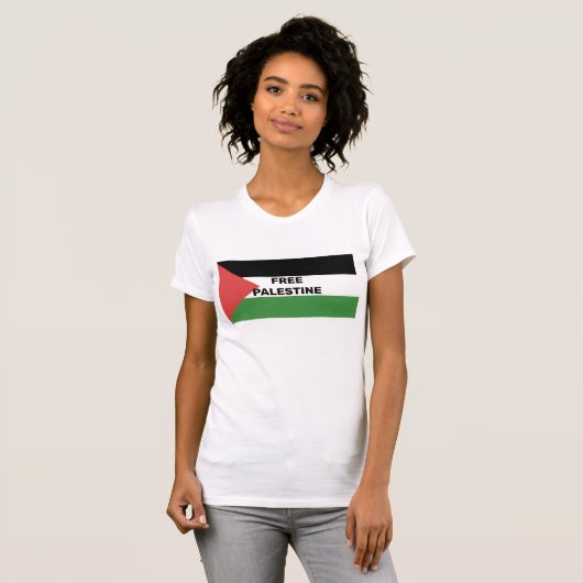 T-SHIRT PALESTINE GRATUITE DRAPEAU ROUGE NOIR VERT BLANC (Devant entier)