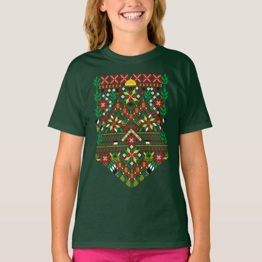 T-shirt Palestine Tatreez Broderie traditionnelle (Devant)