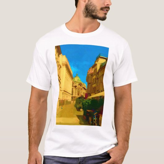 T-shirt Pallace Bucarest peinture numérique Art Imprimer (Devant)