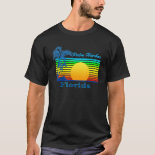 T-shirt Palm Harbour Floride Retro Tropical Beach Sunset