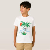 T-shirt Palm Tree by the River | Tropical Sunset Art (Devant entier)