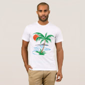 T-shirt Palm Tree by the River | Tropical Sunset Art (Devant entier)