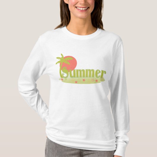 T-shirt Palm Tree été avec soleil et plage (Devant)