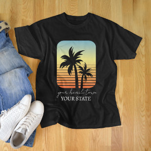 T-shirt Palm Tree Sunset Personnalisé Ville & État