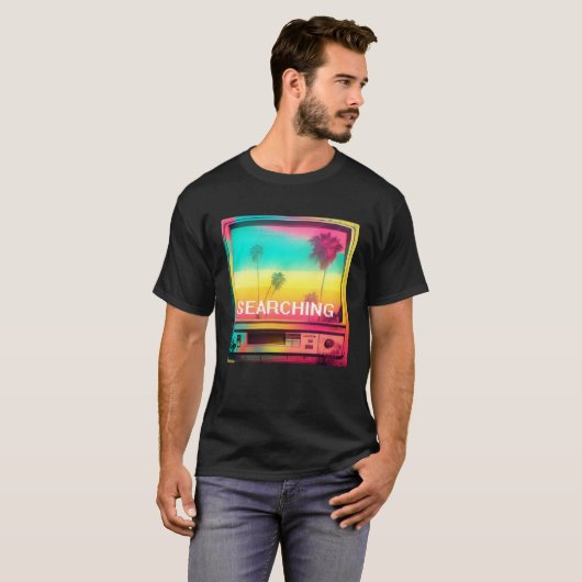 T-shirt Palm Tree Sunset Vaporwave 80s 90s Glitch Aestheti (Devant entier)