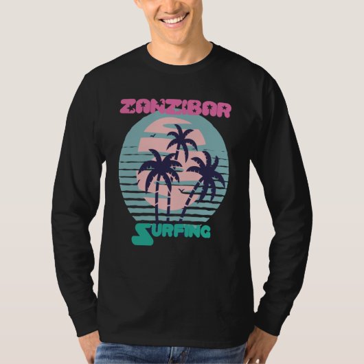T-shirt Palm tree Surfing Zanzibar Beach Vacation Island S (Devant)