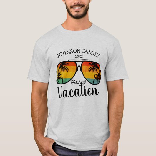 T-shirt Palm Trees Retro Lunettes de soleil Famille Vacanc (Devant)