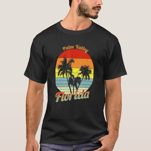 T-shirt Palm Valley Floride Rétro Palm Trees Tropical Vaca (Devant)