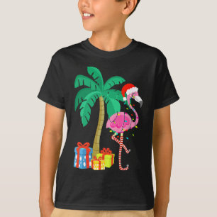T-shirt Palmier de Noël Flamant Rose Tropical Xmas Fu