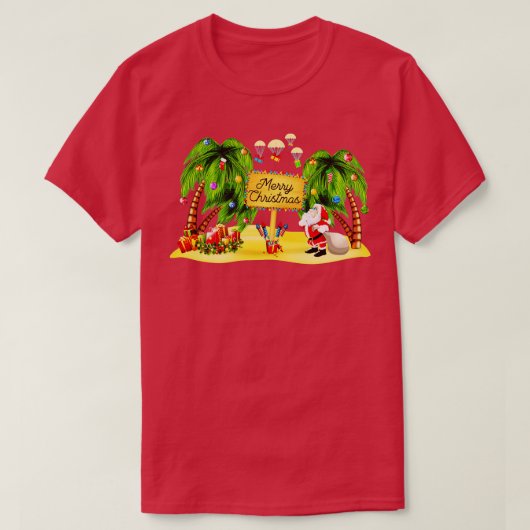 T-shirt Palmier de Noël Lumières de noix de coco tropicale (Design devant)