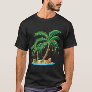 T-shirt Palmier de Noël Tropical Xmas Cadeau Cocotier Lig