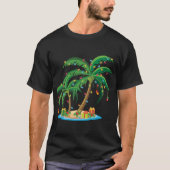 T-shirt Palmier de Noël Tropical Xmas Cadeau Cocotier Lig (Devant)