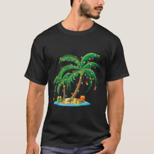 T-shirt Palmier de Noël Tropical Xmas Cadeau Cocotier Lig