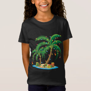 T-Shirt Palmier de Noël Tropical Xmas Cadeau Cocotier Lig