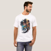 T-shirt Palmier en style peinture avec vague (Devant entier)