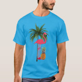 T-shirt Palmier Flamant rose rose ananas Unisex (Devant)