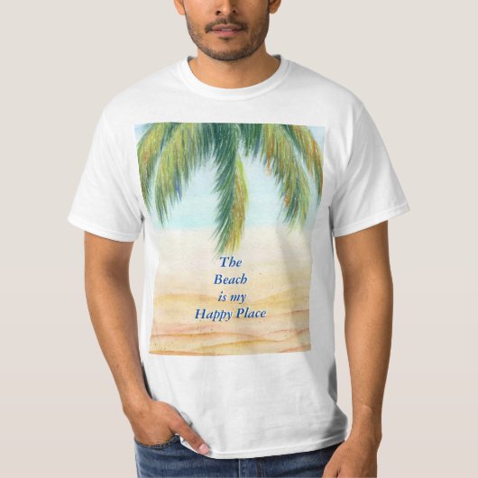 T-shirt Palmier par jour ensoleillé sur la plage (Devant)