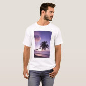 T-shirt Palmier solitaire au coucher du soleil, plage de C (Devant entier)
