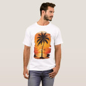 T-shirt Palmier Sunset vintage rétro 80s (Devant entier)